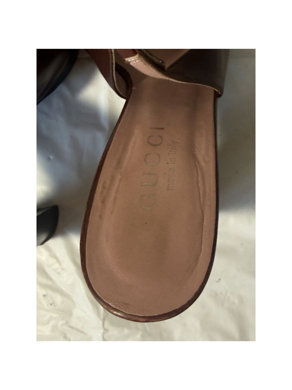 GUCCI Slingback Heels Closed Toe Brown Leather Shoes Sandals US 7 EU 37 C - Picture 9 of 16